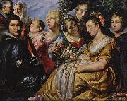 Jacob Jordaens Self portrait with his Family and Father-in-Law Adam van Noort oil on canvas